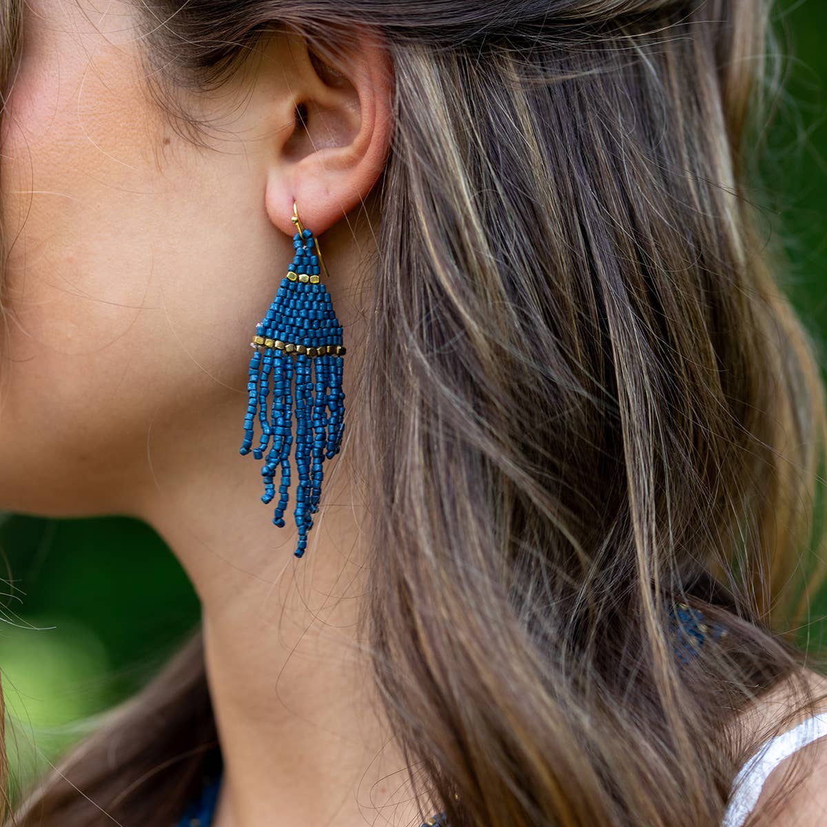 Seed Bead Fringe Earrings