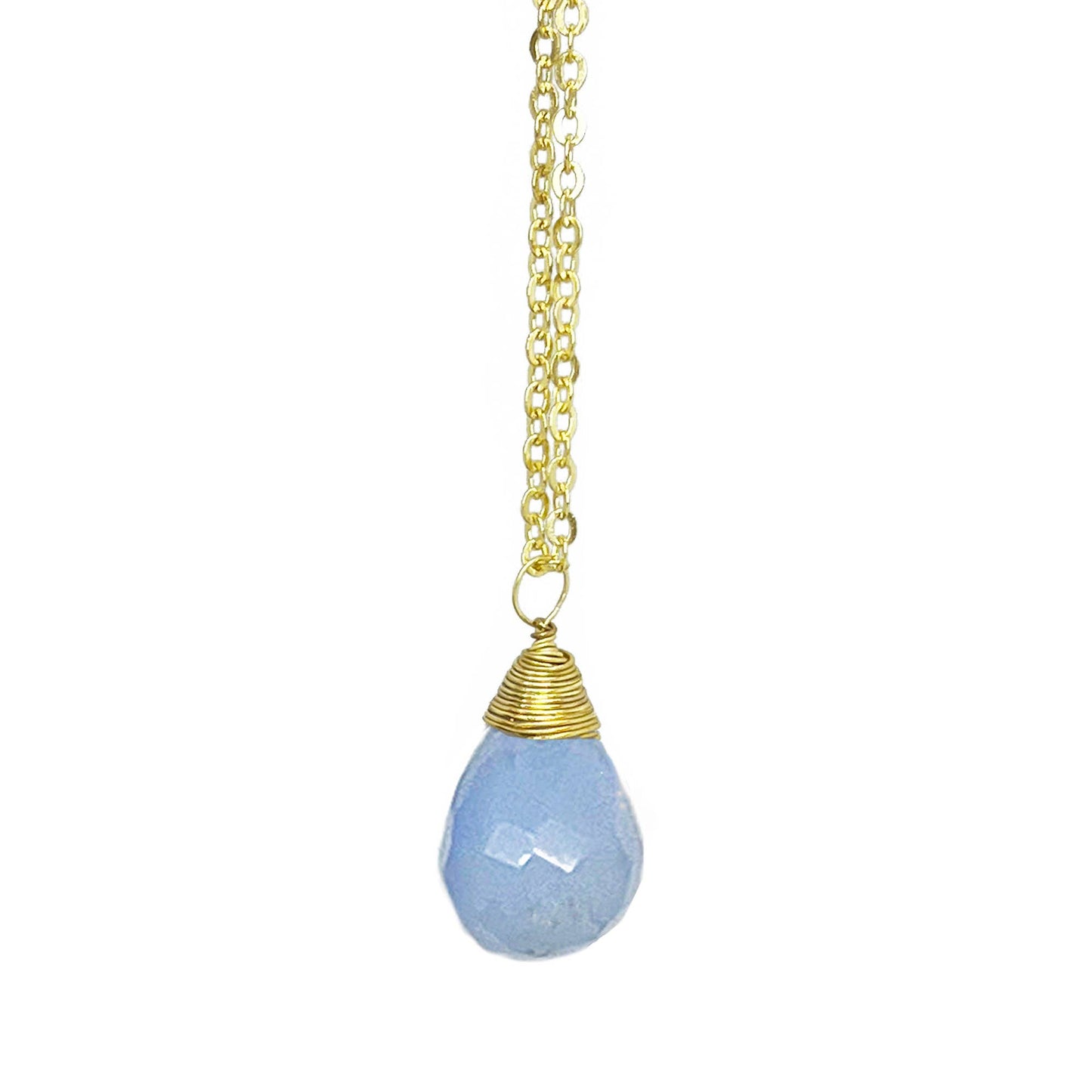 Tear Drop Faceted Stone Necklace - Single Necklace