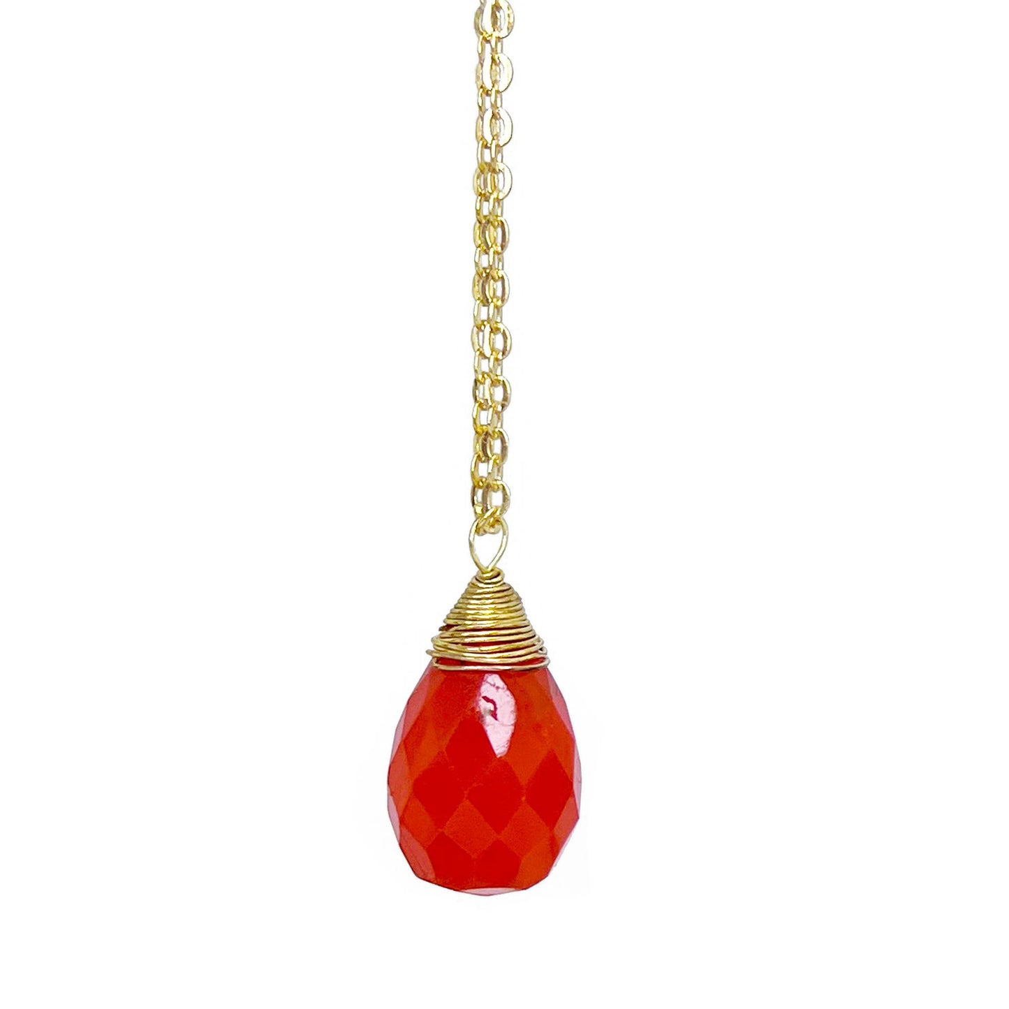 Tear Drop Faceted Stone Necklace - Single Necklace