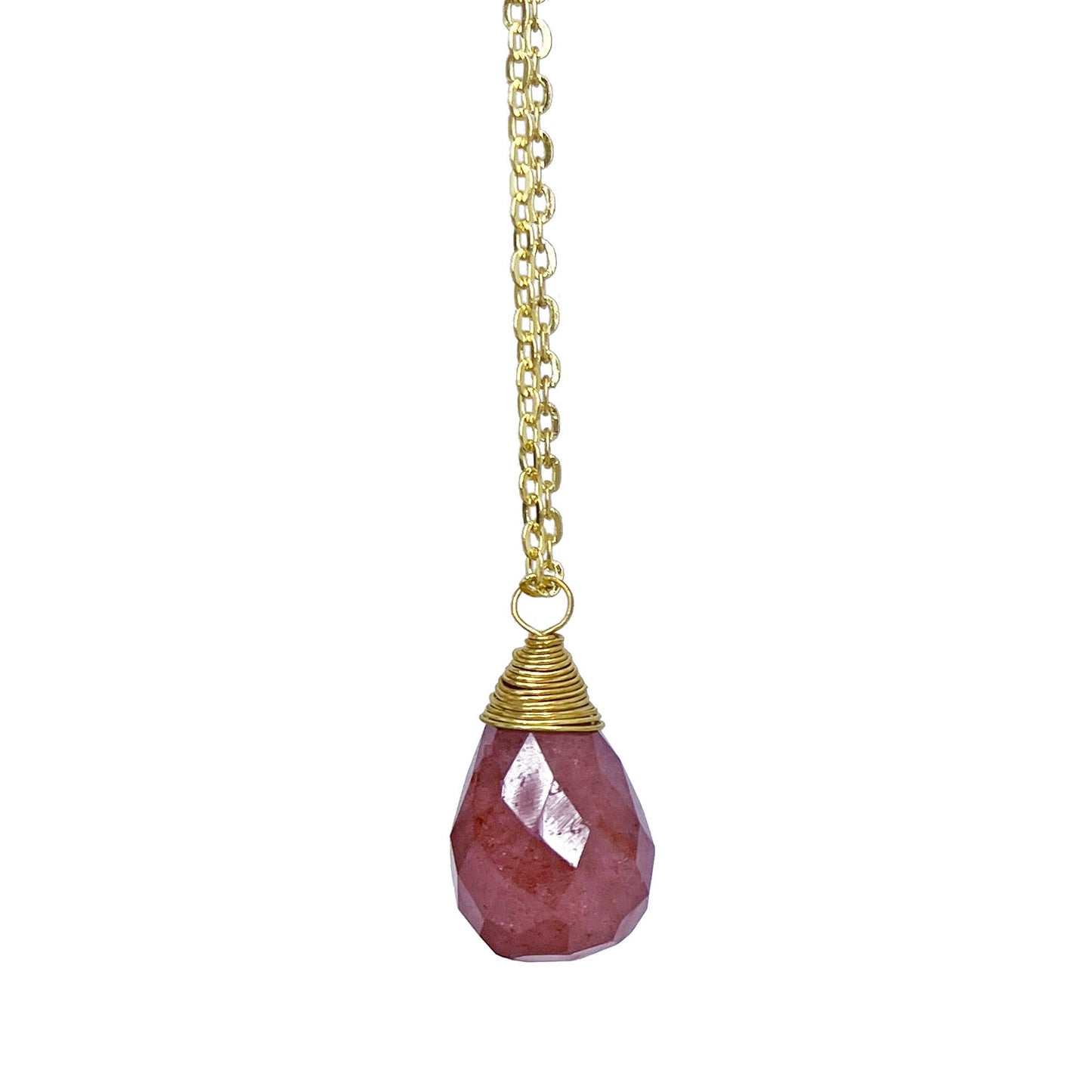 Tear Drop Faceted Stone Necklace - Single Necklace