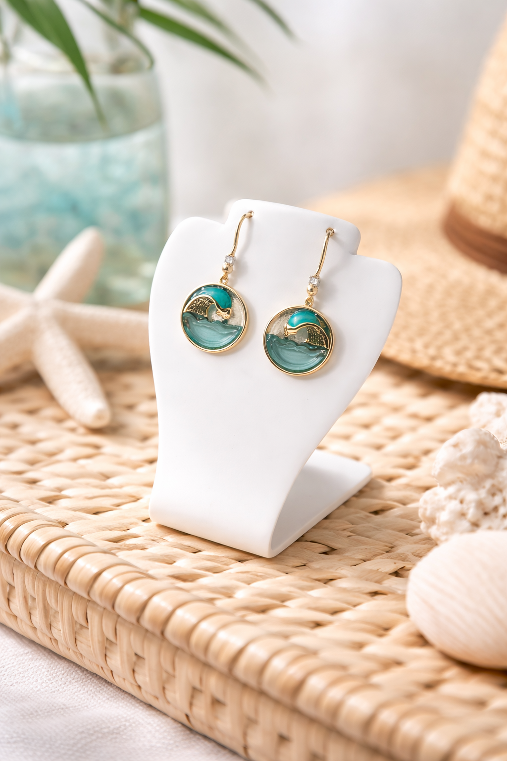 Picki Nicki - Ocean Wave Sea Glass Gold Earrings