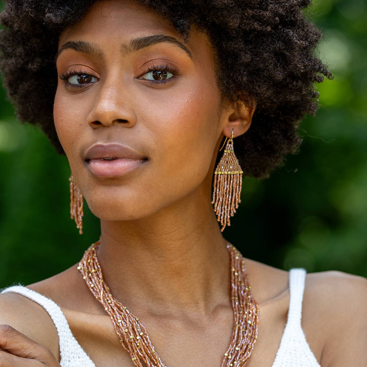 Seed Bead Fringe Earrings
