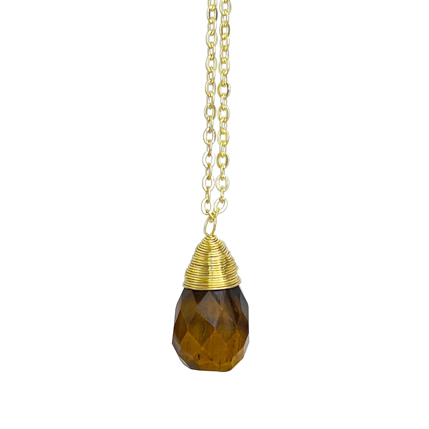 Tear Drop Faceted Stone Necklace - Single Necklace