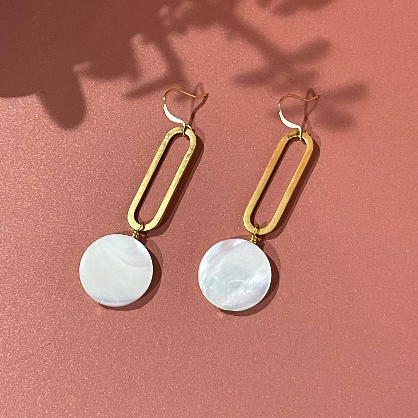 ER-556 | Large Moons, Mother of Pearl Geo Earrings