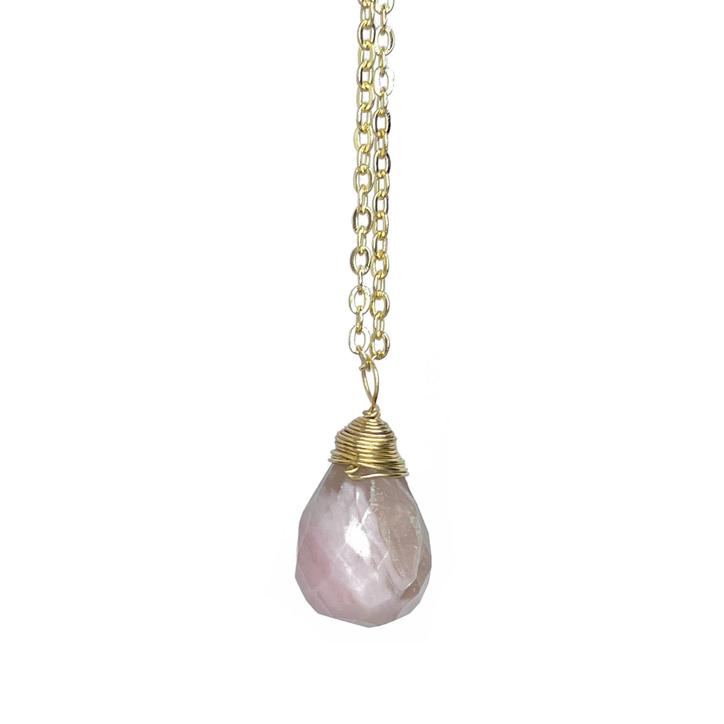 Tear Drop Faceted Stone Necklace - Single Necklace