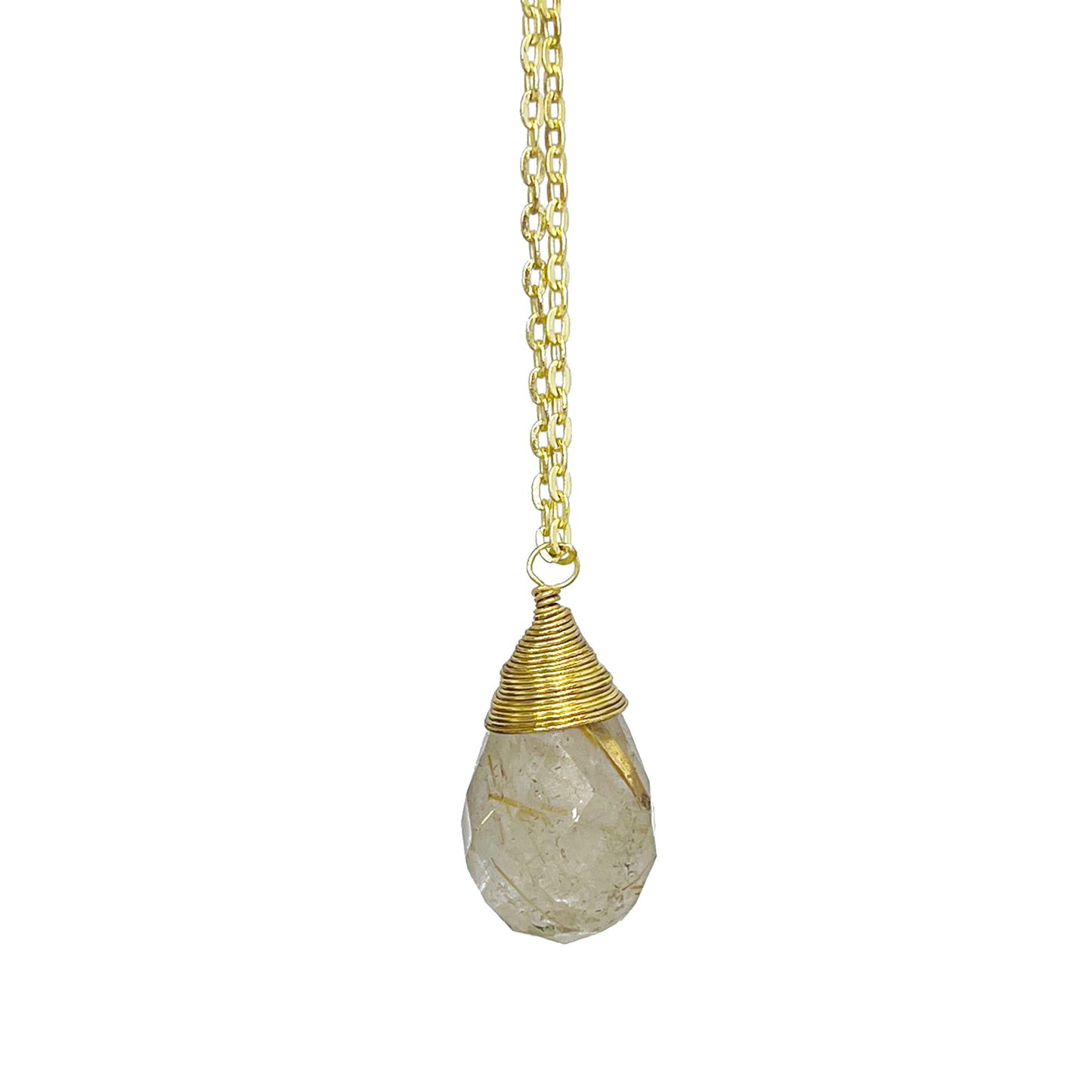 Tear Drop Faceted Stone Necklace - Single Necklace