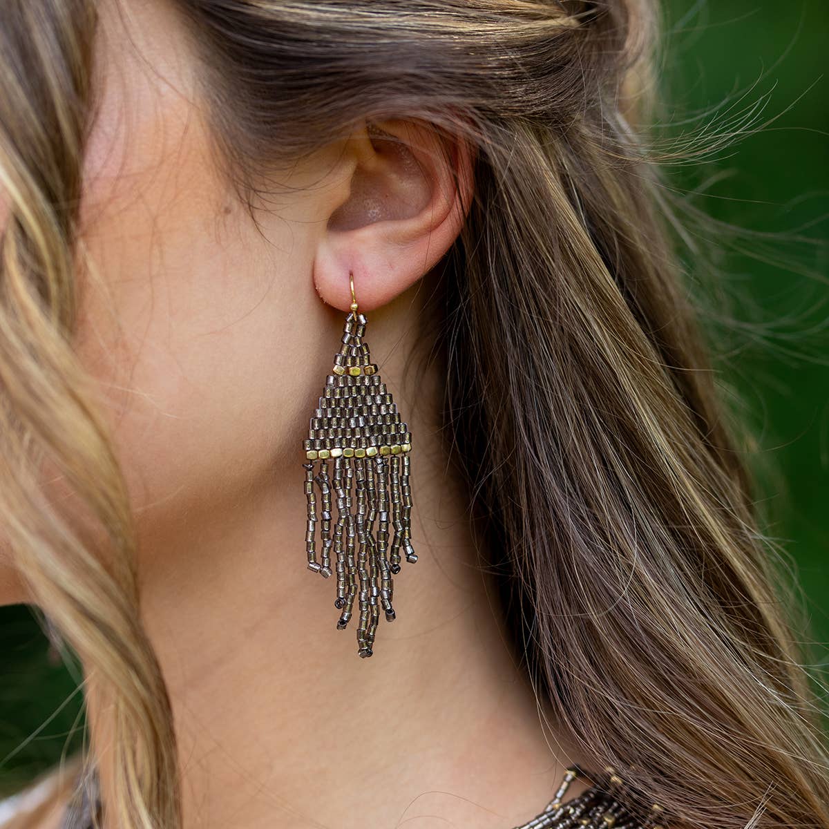 Seed Bead Fringe Earrings
