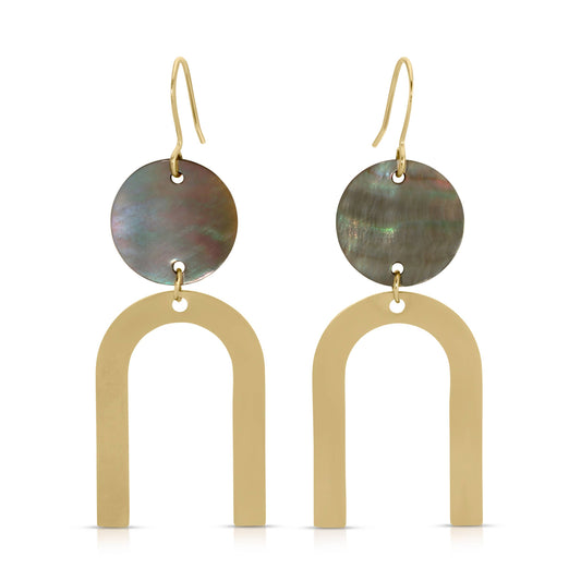 ER-651 | Sierra Abalone Geometric Dangle earrings - Single Set
