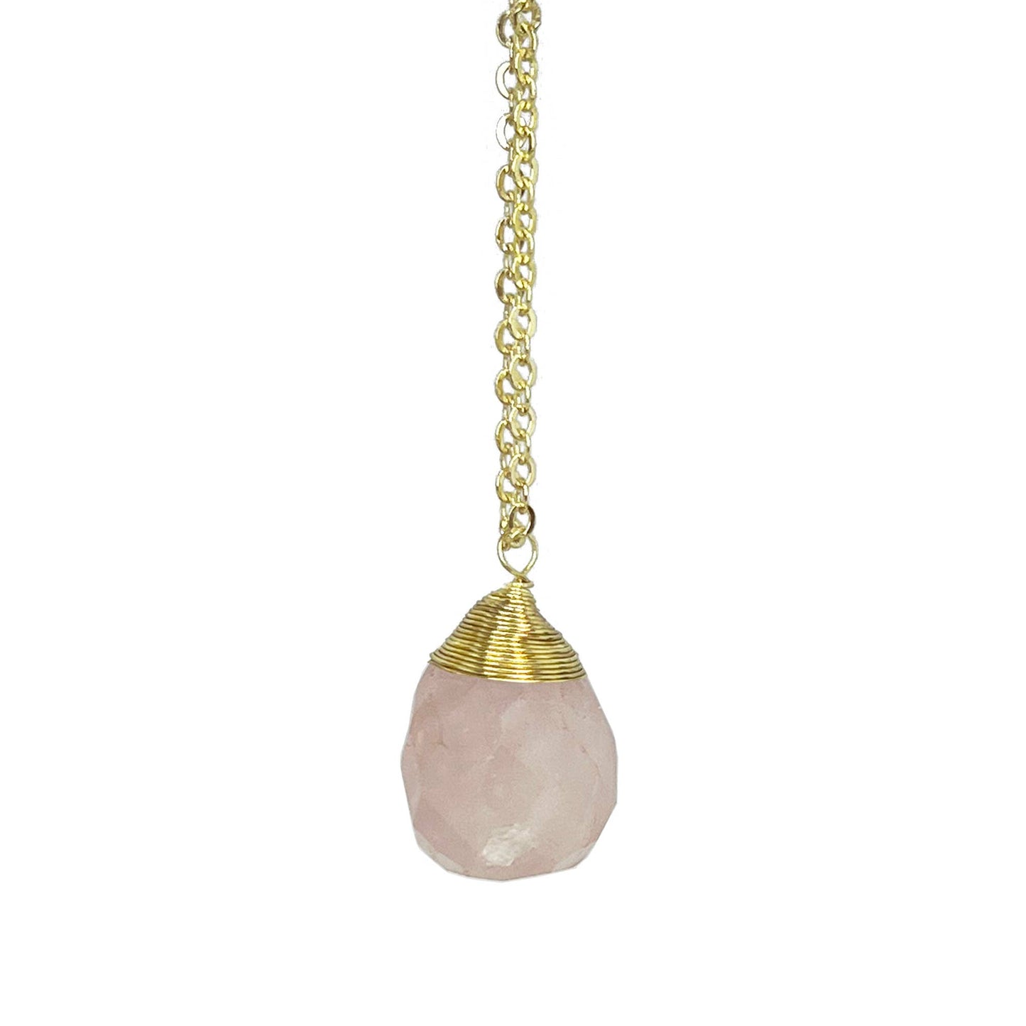Tear Drop Faceted Stone Necklace - Single Necklace