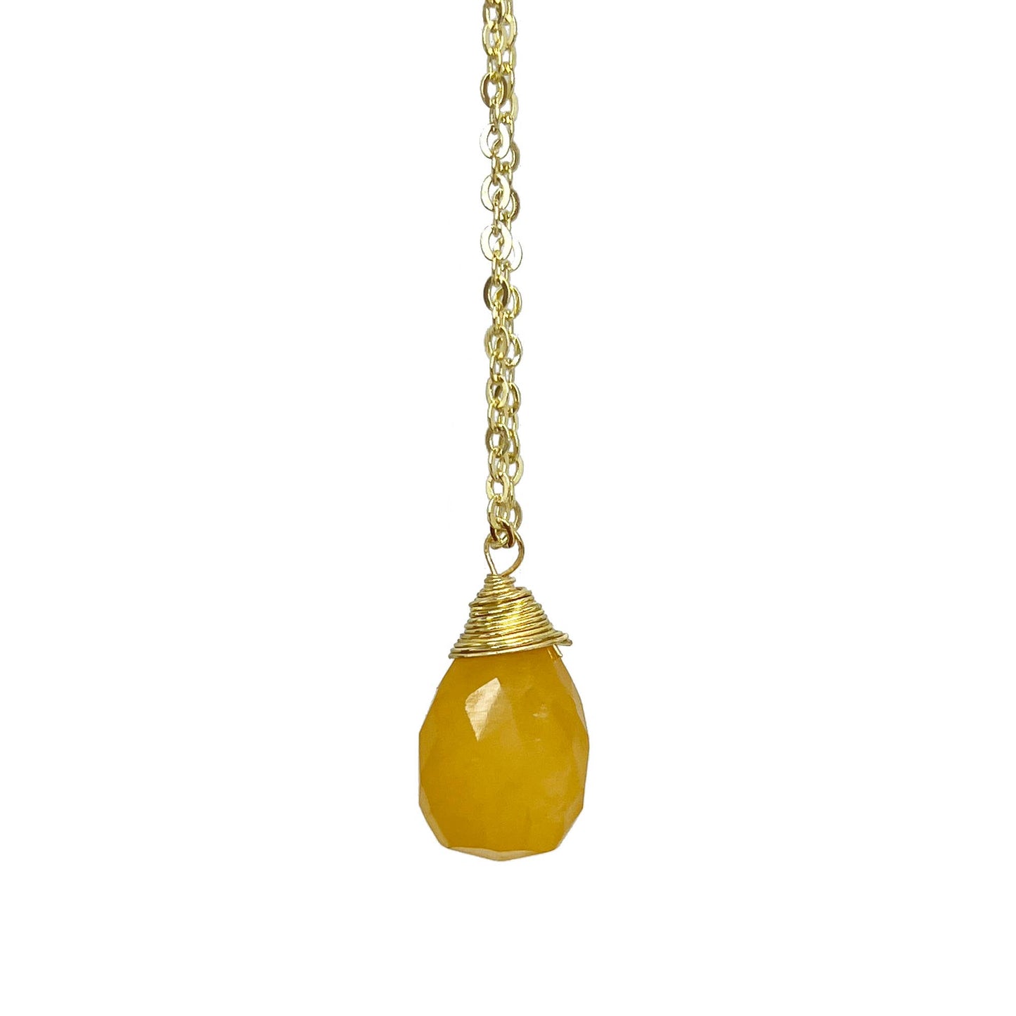Tear Drop Faceted Stone Necklace - Single Necklace