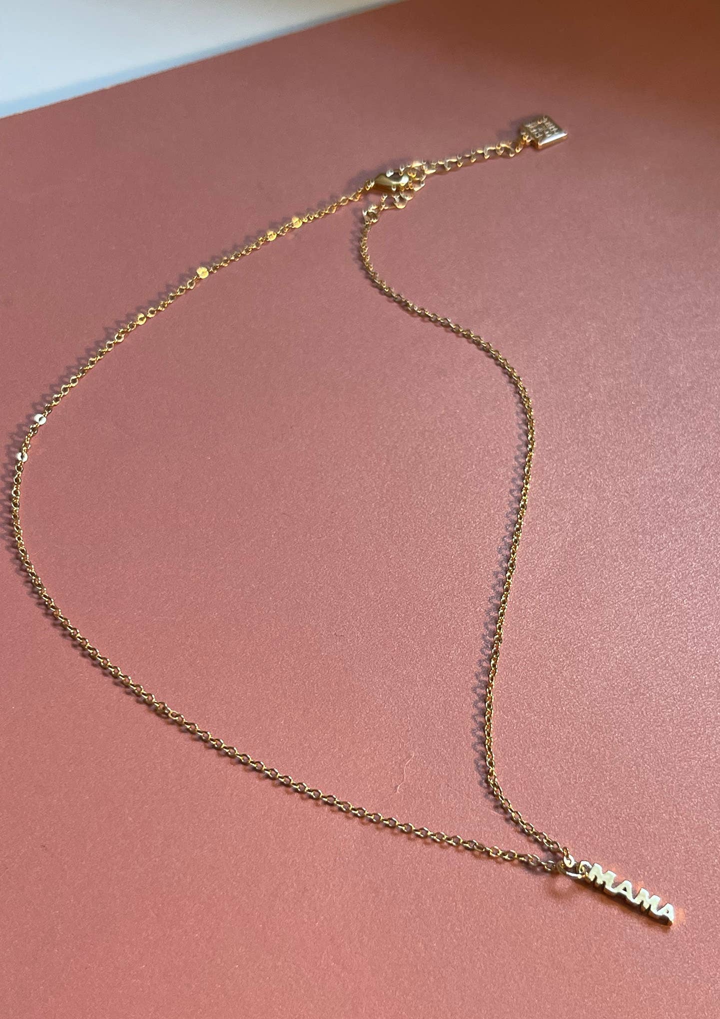 NK-632 | Mini Mama Necklace gold charm ships within 3 days