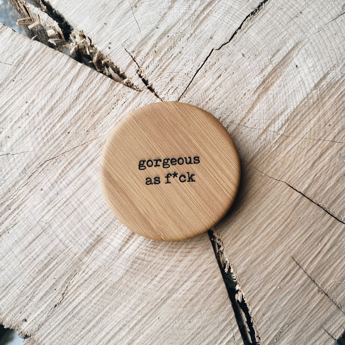 Spiritual Whiskey - Engraved Leatherette Bamboo Compact Mirrors // Unique Gift