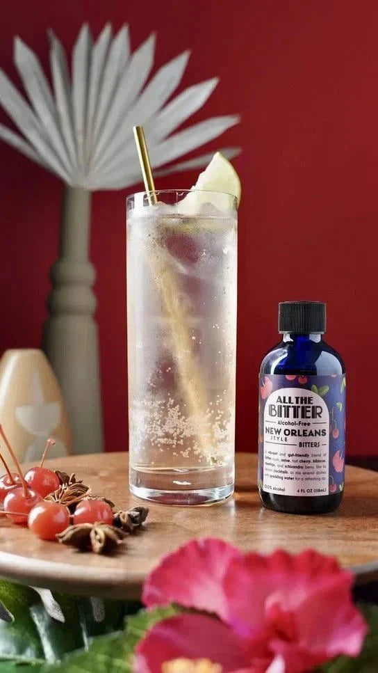 Bottle of New Orleans Bitters non-alcoholic cocktail flavoring with floral and herbal notes