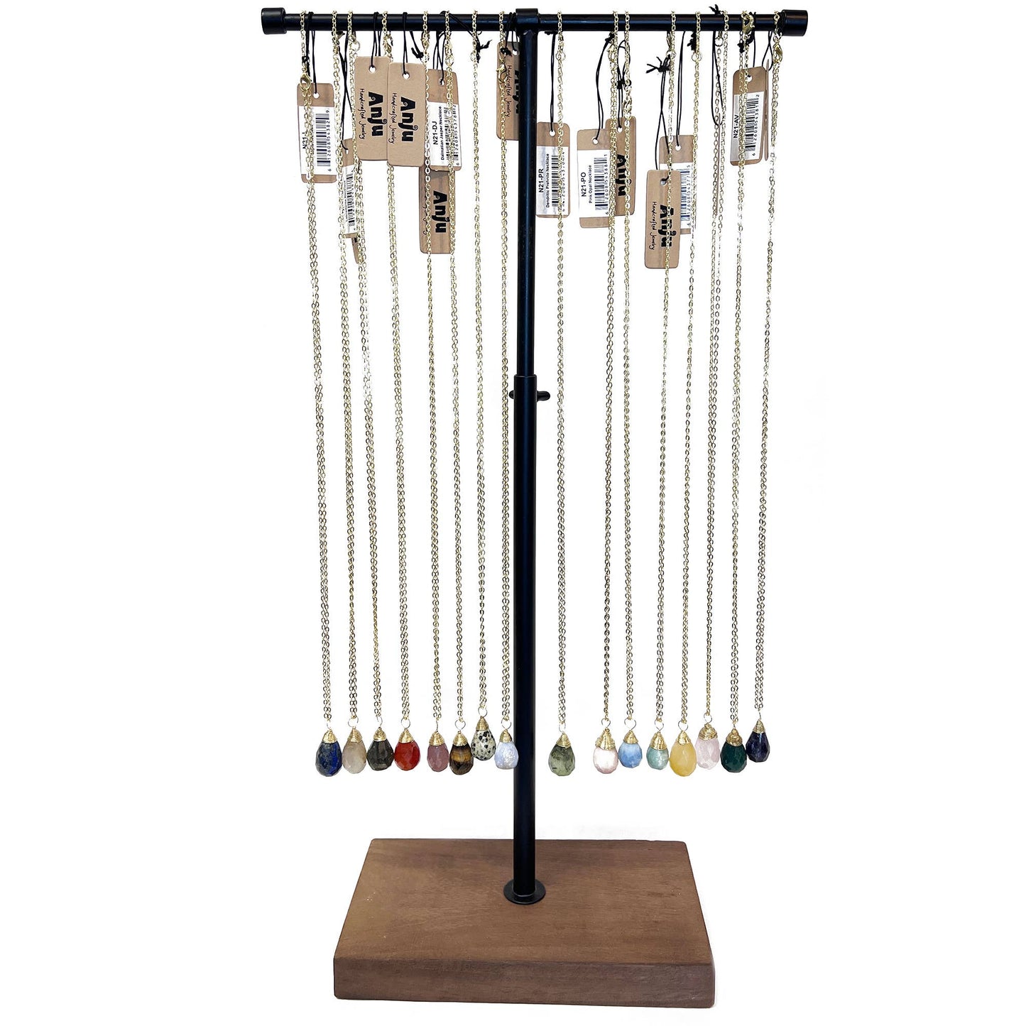 Tear Drop Faceted Stone Necklace - Single Necklace