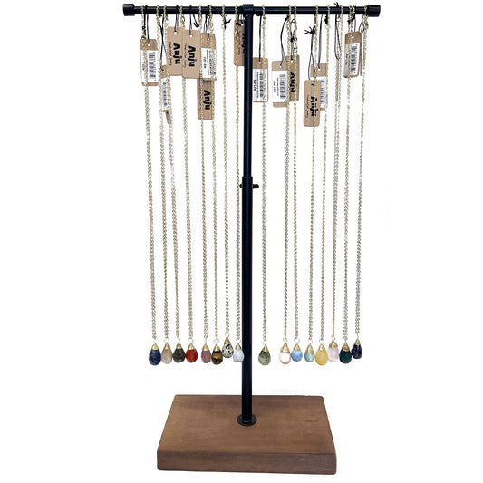 Tear Drop Faceted Stone Necklace - Single Necklace