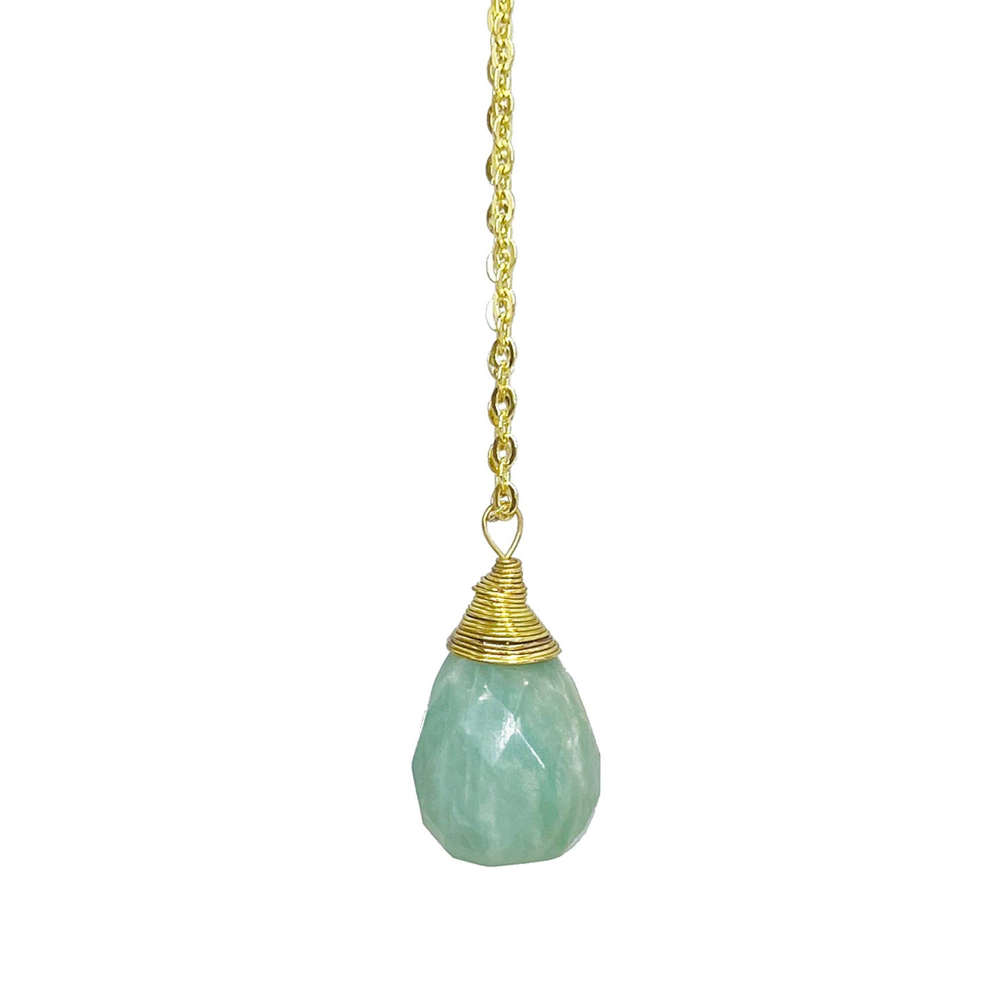 Tear Drop Faceted Stone Necklace - Single Necklace
