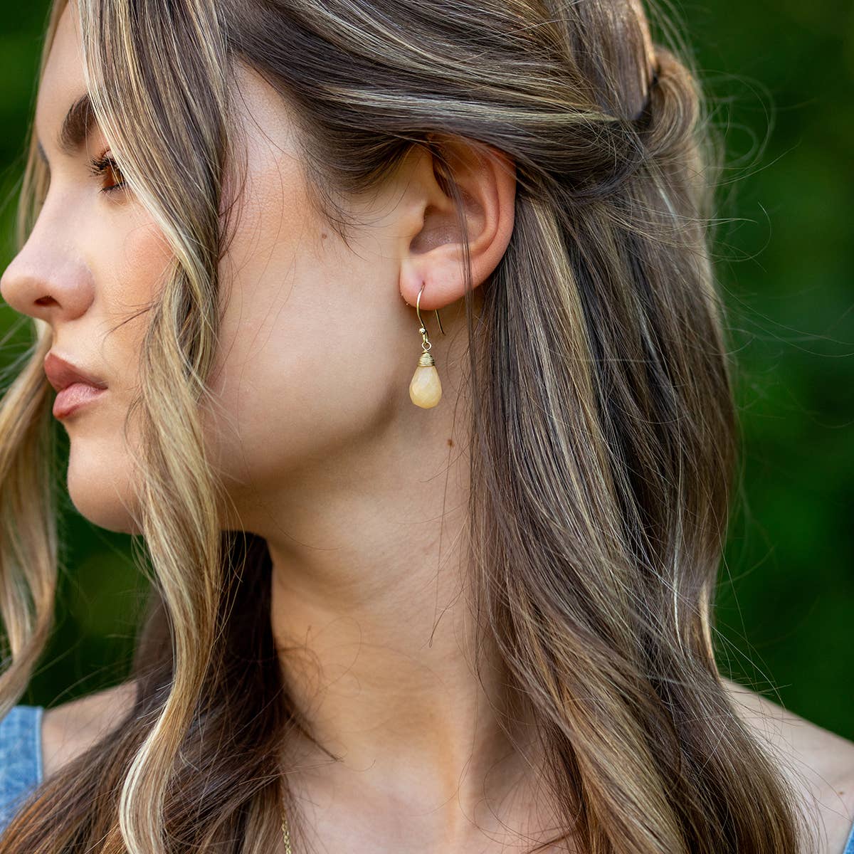 Tear-Drop Semi-Precious Stone Earrings - Single Set