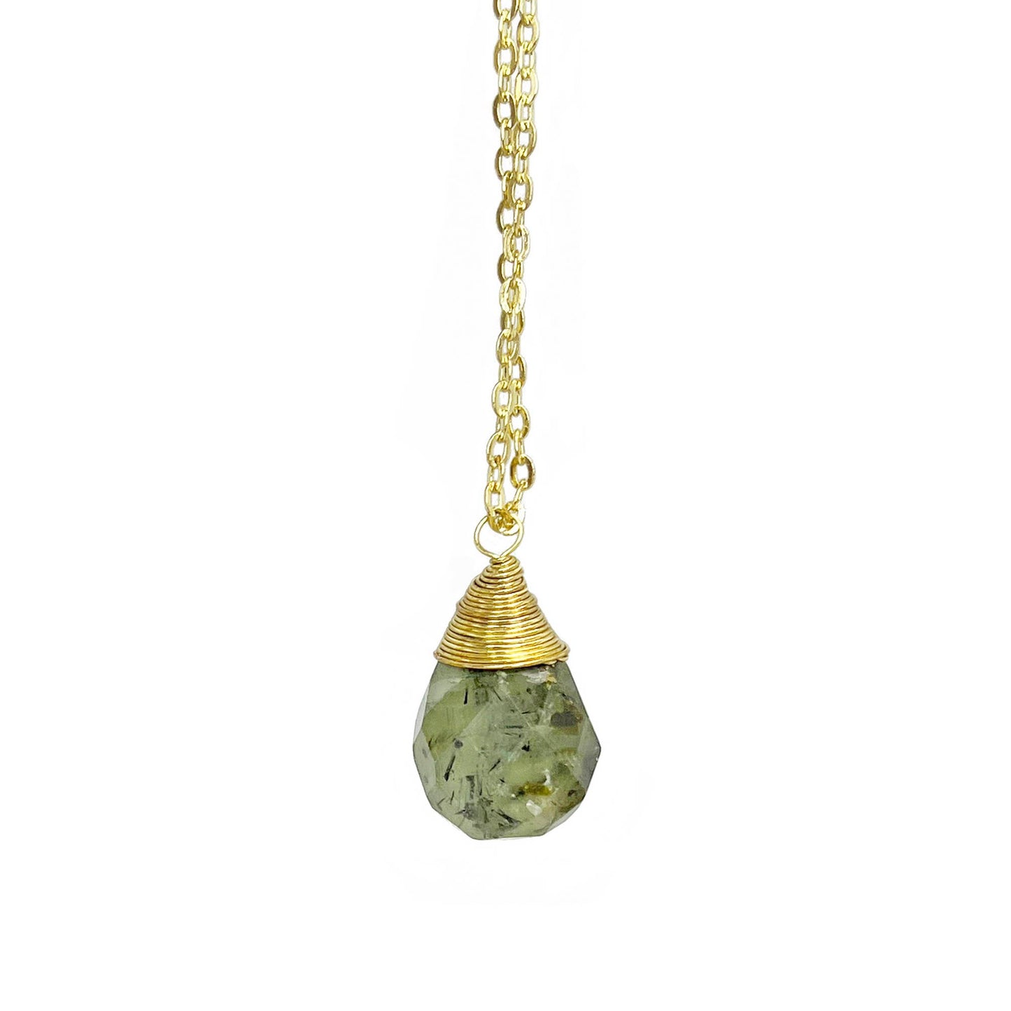 Tear Drop Faceted Stone Necklace - Single Necklace