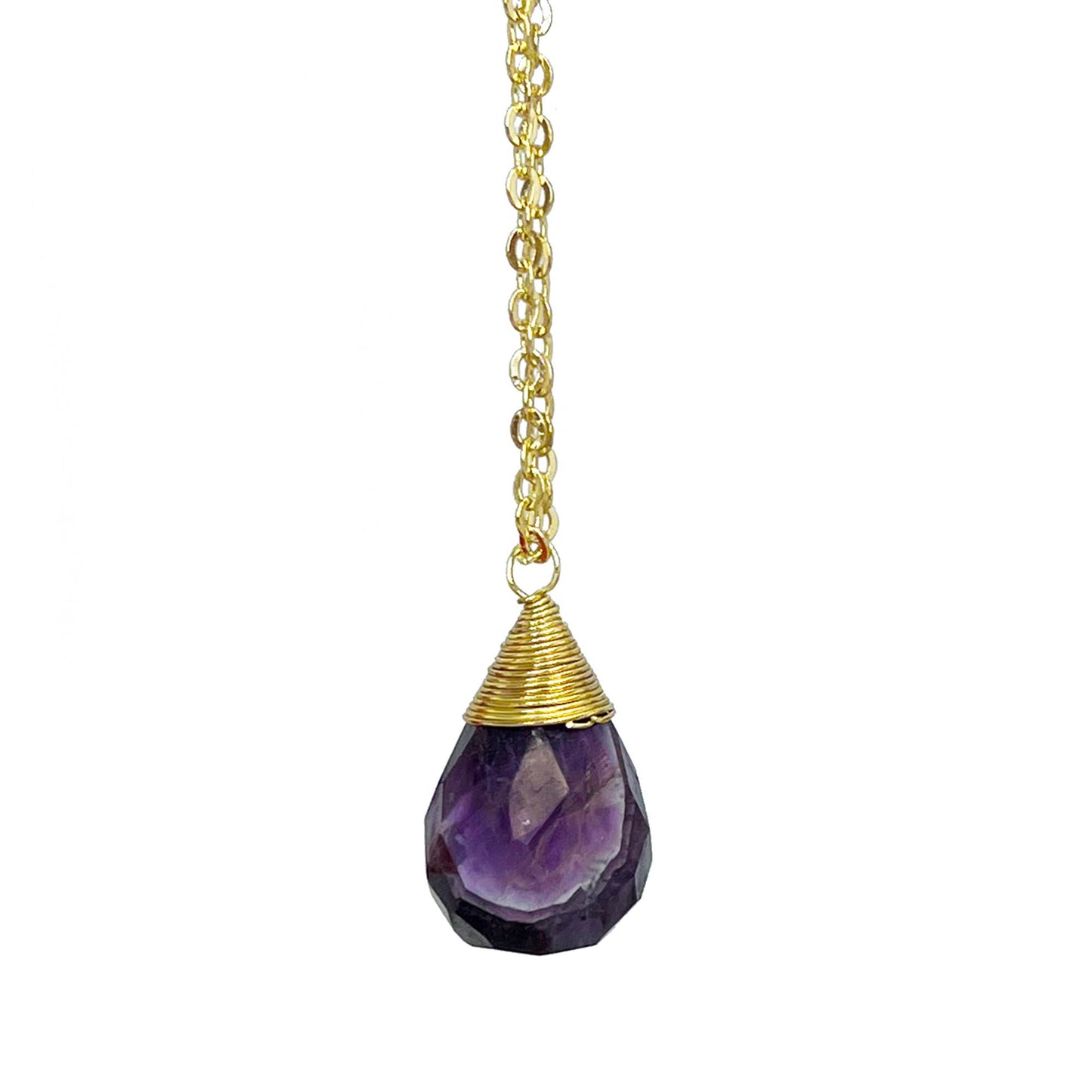 Tear Drop Faceted Stone Necklace - Single Necklace