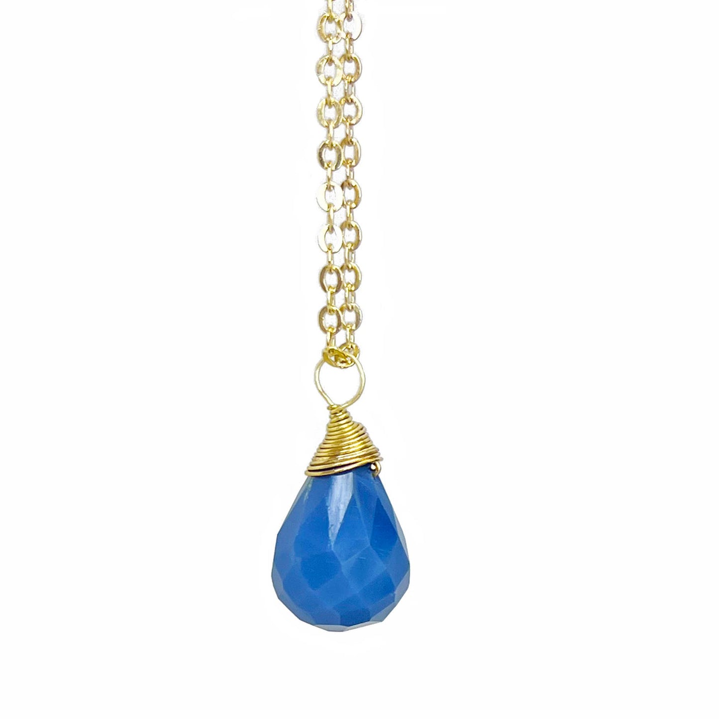 Tear Drop Faceted Stone Necklace - Single Necklace