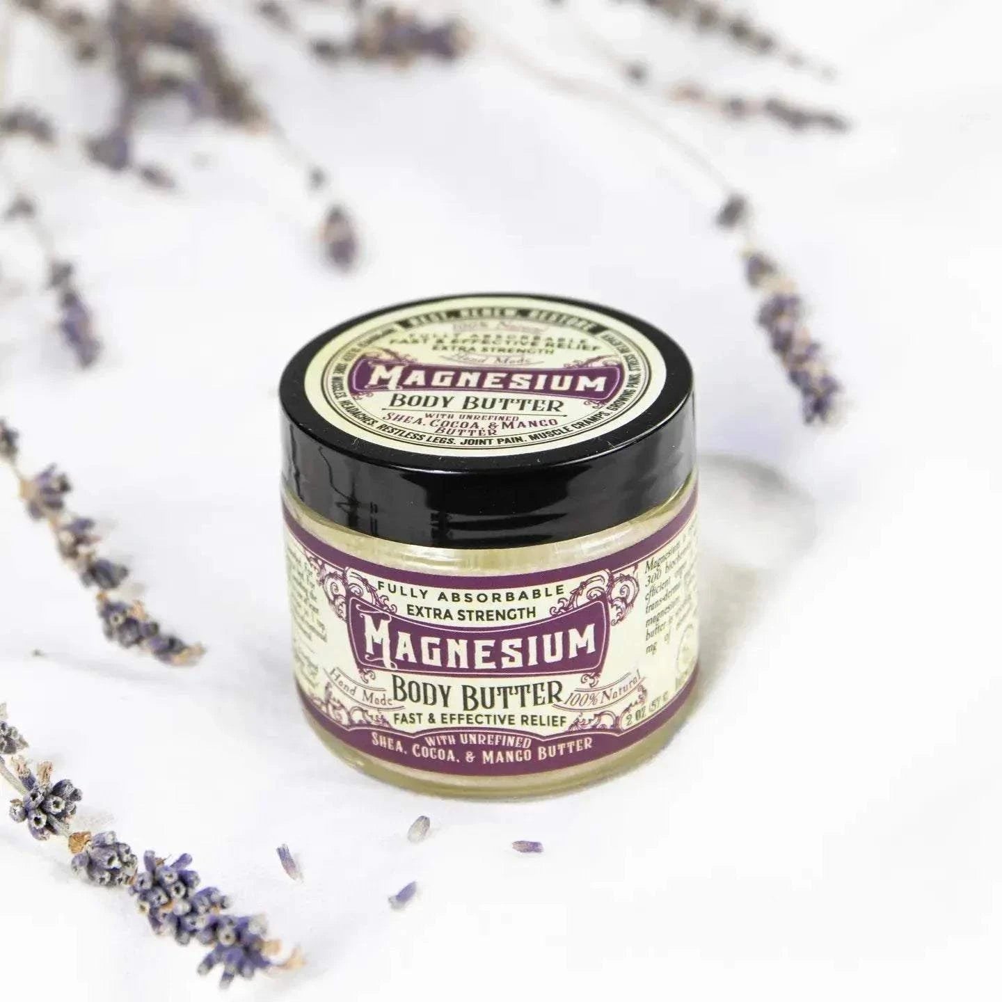 Magnesium Body Butter jar with natural balm for muscle relaxation and hydration