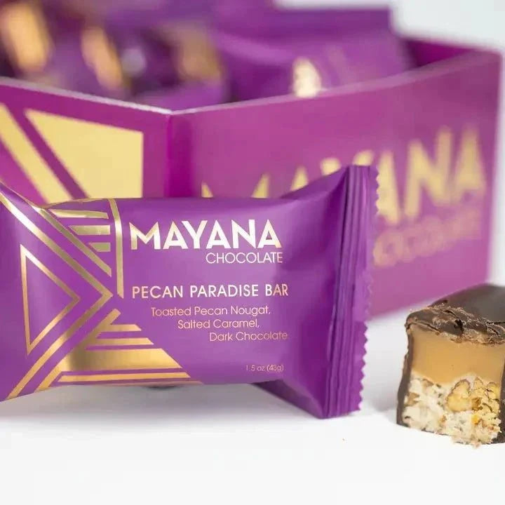Pecan Paradise Mini Bar with toasted pecan chocolates, vanilla nougat, and salted caramel treats