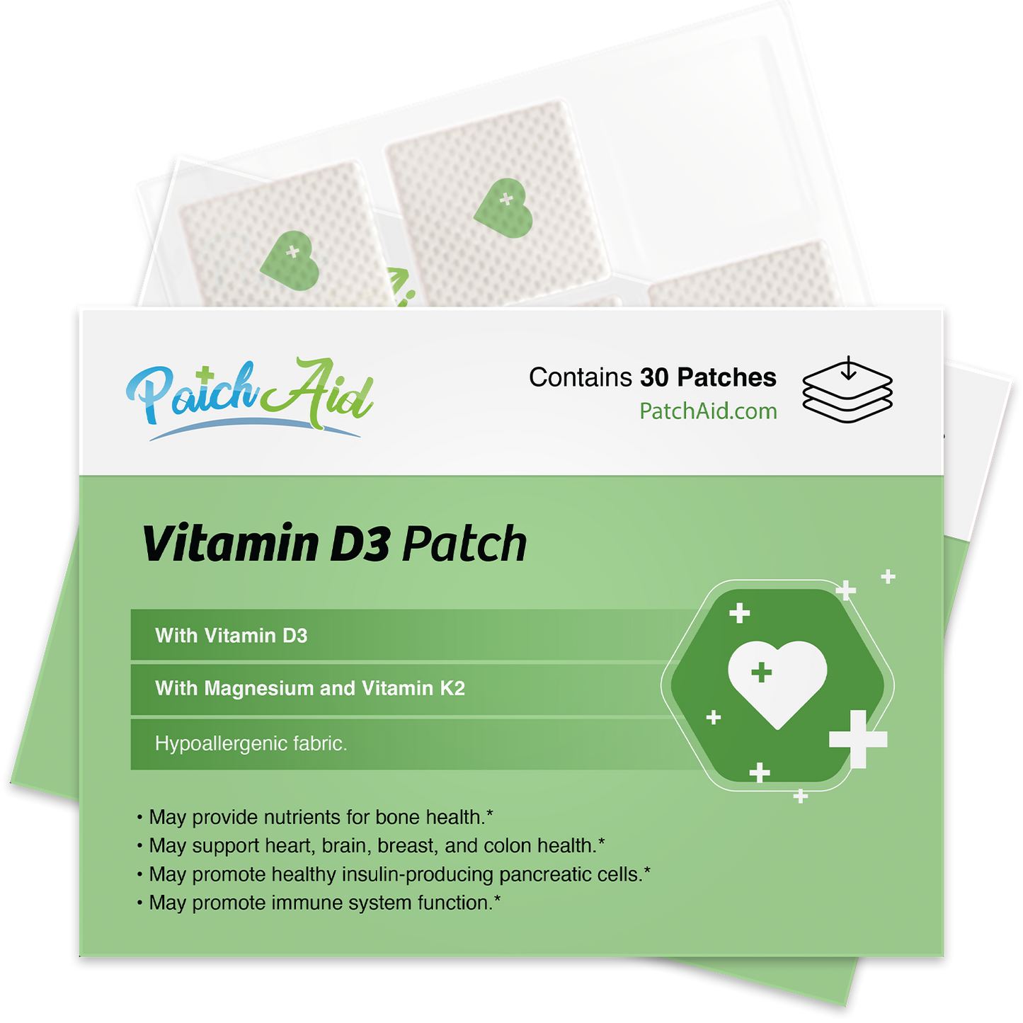 PatchAid - Vitamin D3 with K2 Patch - Bone, Heart & Immune Support