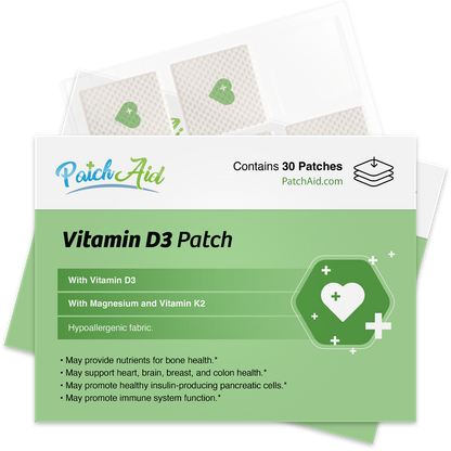 PatchAid - Vitamin D3 with K2 Patch - Bone, Heart & Immune Support