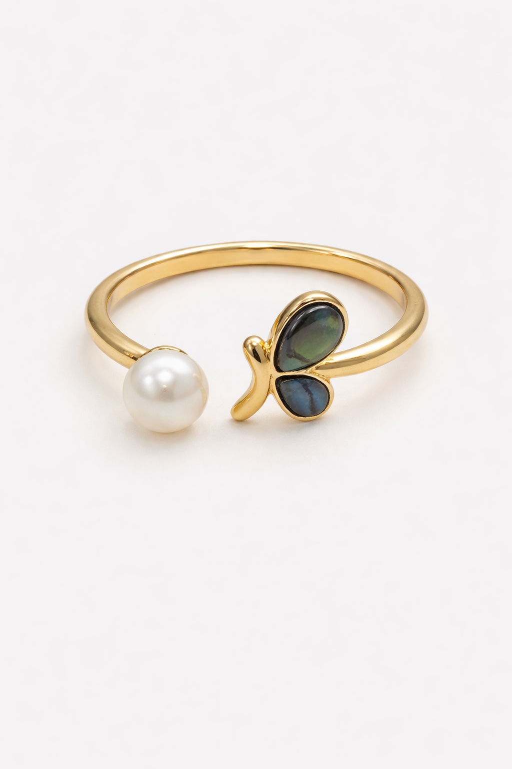 Whale Tail Pearl Adjustable Ring