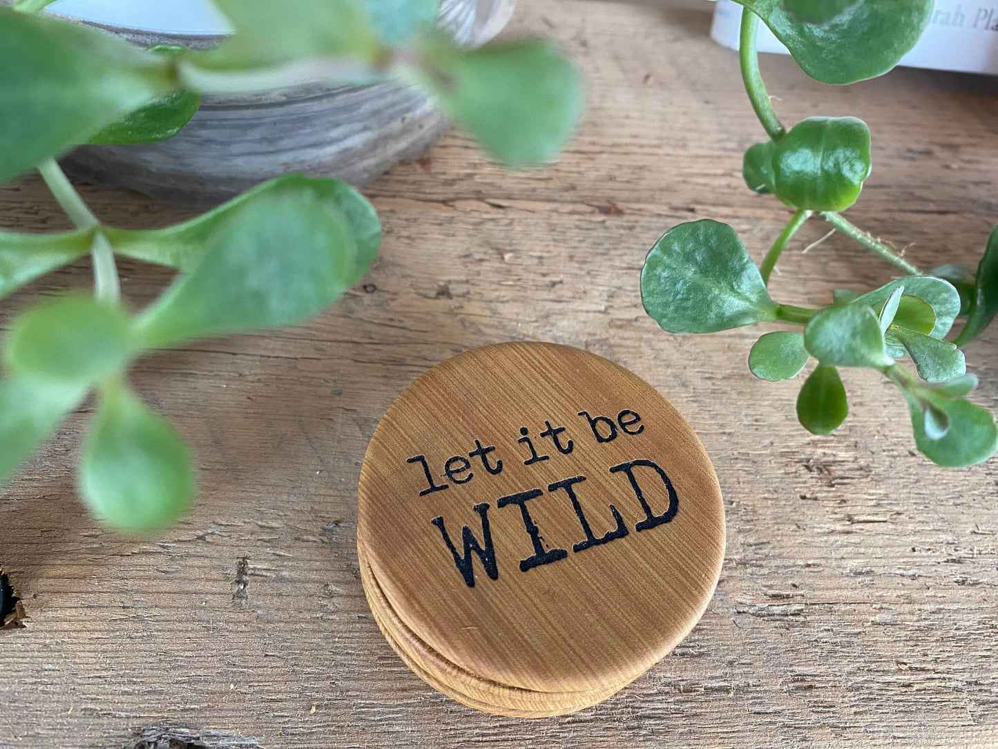 Spiritual Whiskey - Engraved Leatherette Bamboo Compact Mirrors // Unique Gift