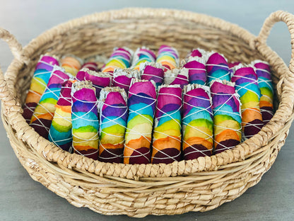 White Sage w/ Rainbow Chakra Roses Smudge Sticks