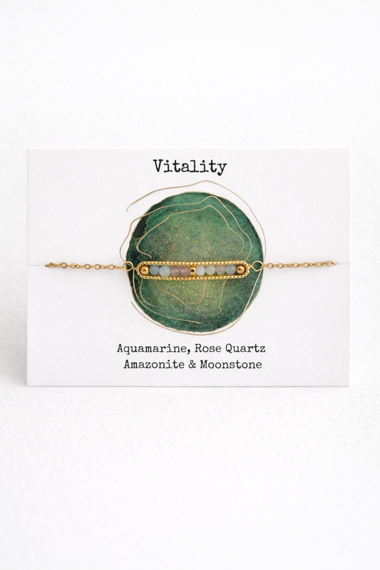 Vitality Crystal Bar Bracelet – Aquamarine, Amazonite