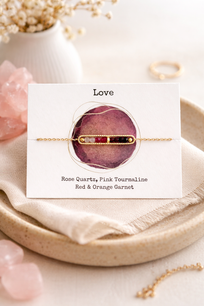 Love Crystal Bracelet – Rose Quartz, Tourmaline & Garnet