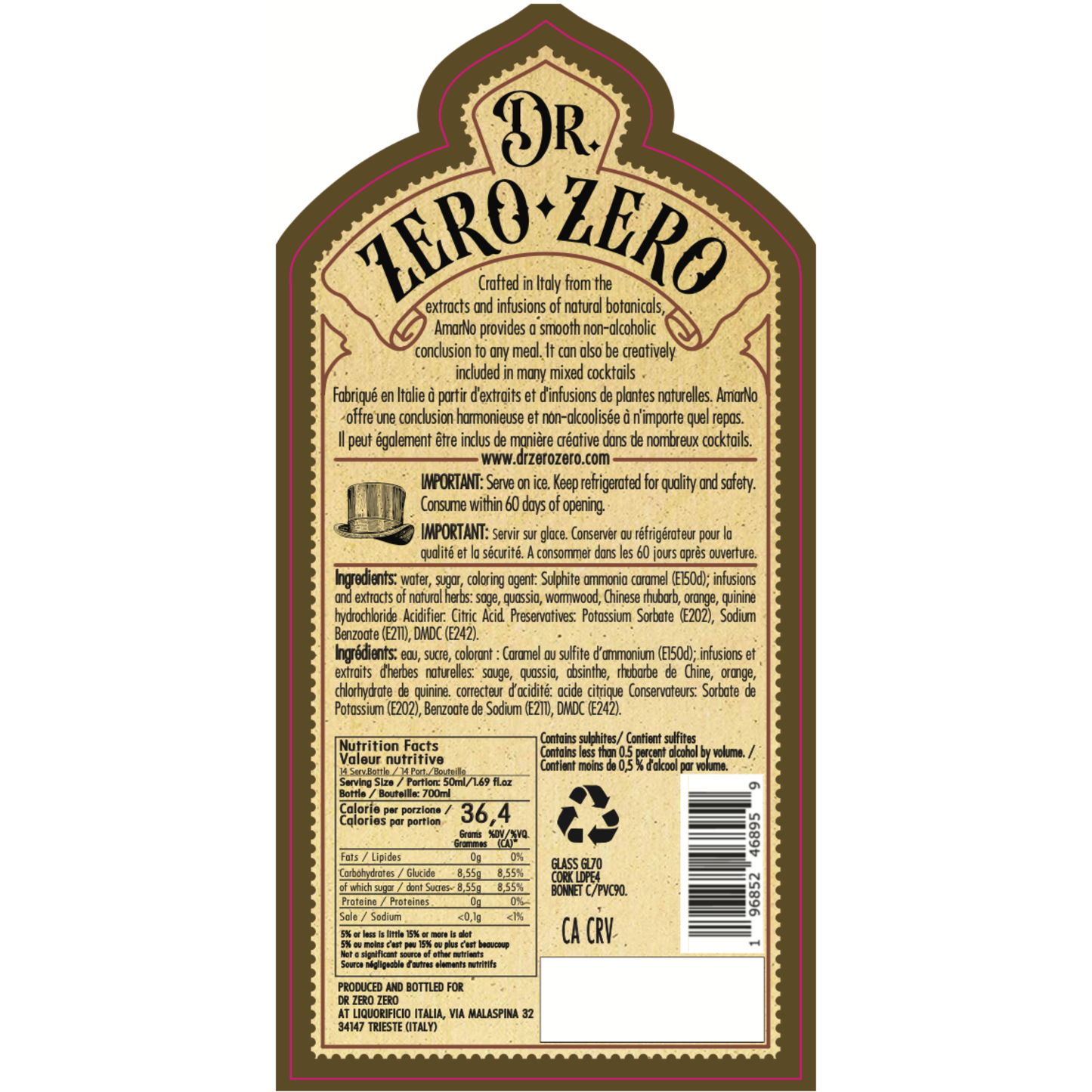 Dr Zero Zero AmarNo - Non-Alcoholic Amaro