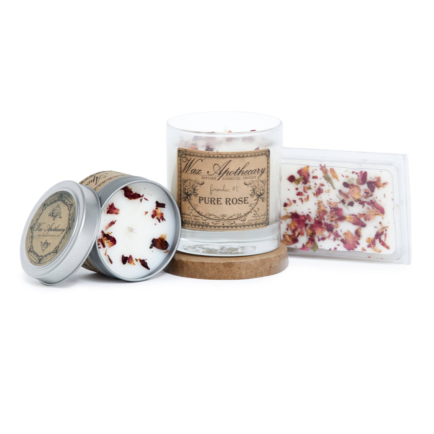 Pure Rose Botanical Candle in 7oz Scotch Glass