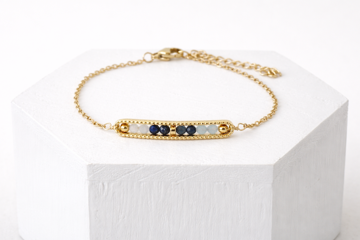 Picki Nicki - Inspiration Crystal Bar Bracelet – Moonstone & Lapis Lazuli