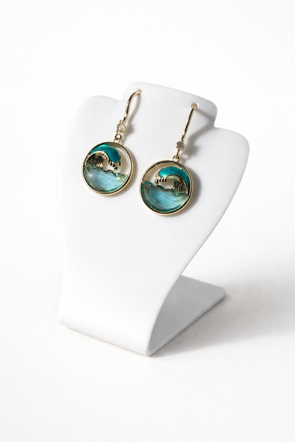 Picki Nicki - Ocean Wave Sea Glass Gold Earrings
