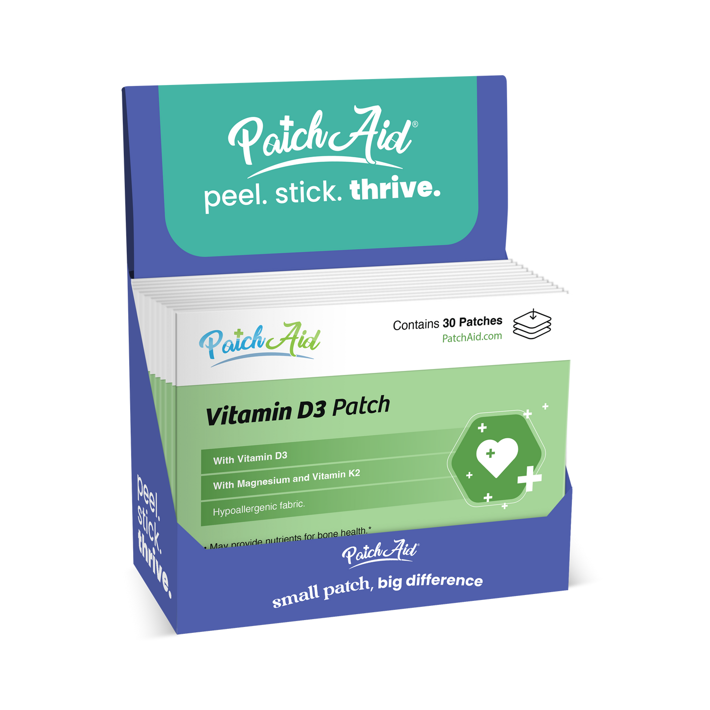 PatchAid - Vitamin D3 with K2 Patch - Bone, Heart & Immune Support
