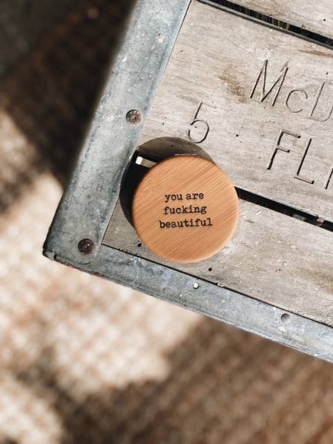 Spiritual Whiskey - Engraved Leatherette Bamboo Compact Mirrors // Unique Gift