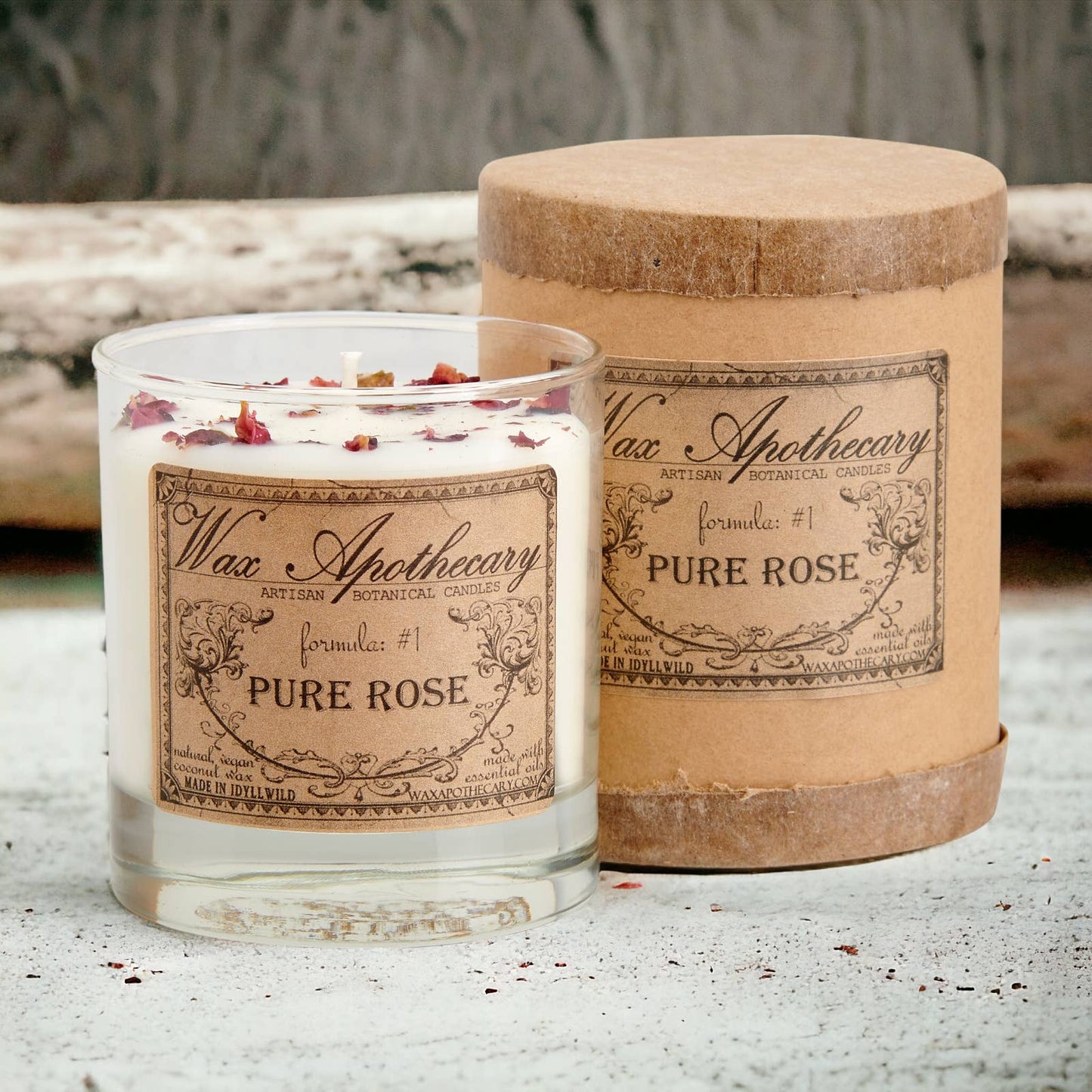 Pure Rose Botanical Candle in 7oz Scotch Glass