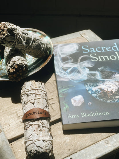 Spiritual Whiskey - White Sage with Engraved Leather Wrap // Smudge Stick