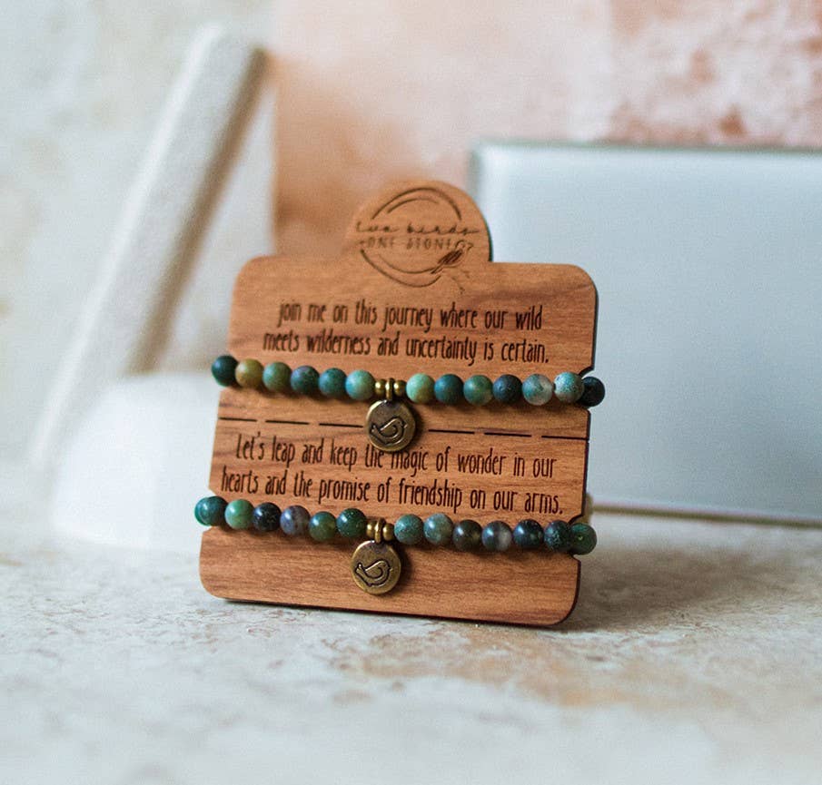 Spiritual Whiskey - Two Birds + One Stone Snap n' Share BFF Bracelet Moss Agate
