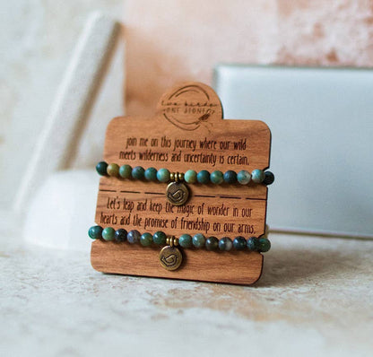 Spiritual Whiskey - Two Birds + One Stone Snap n' Share BFF Bracelet Moss Agate