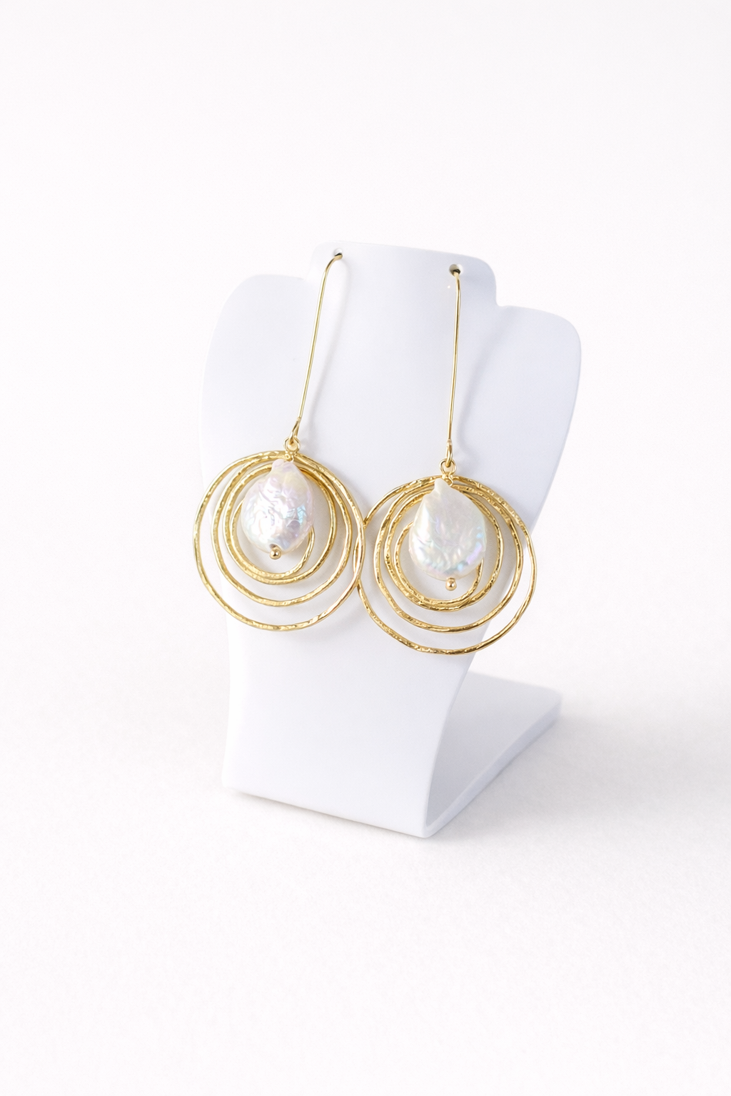 Picki Nicki - Golden Orbit Freshwater Pearl Earrings