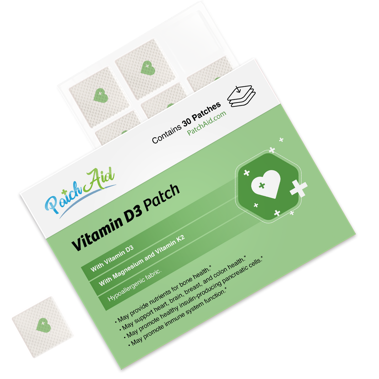 PatchAid - Vitamin D3 with K2 Patch - Bone, Heart & Immune Support