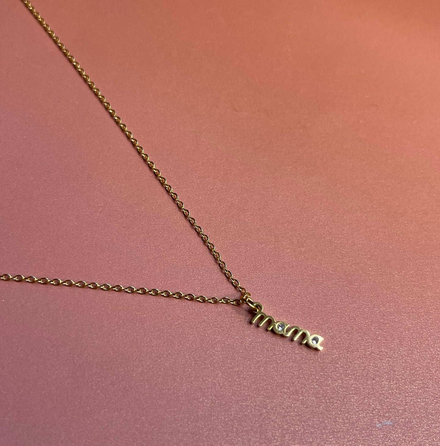 NK-631 | Mama Necklace gold charm w/ CZ ships in 3 days