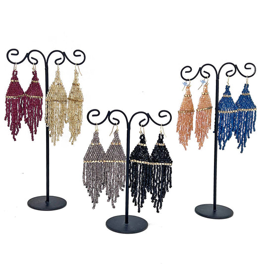Seed Bead Fringe Earrings - Single Set
