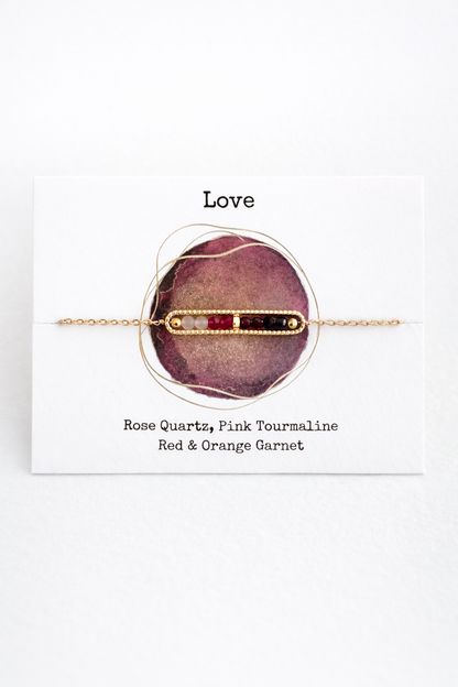 Love Crystal Bracelet – Rose Quartz, Tourmaline & Garnet