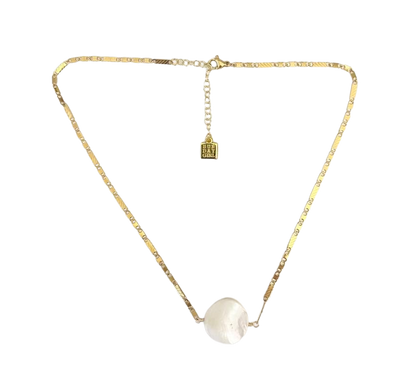 NK-524 Mother of Pearl with textured chain collar necklace