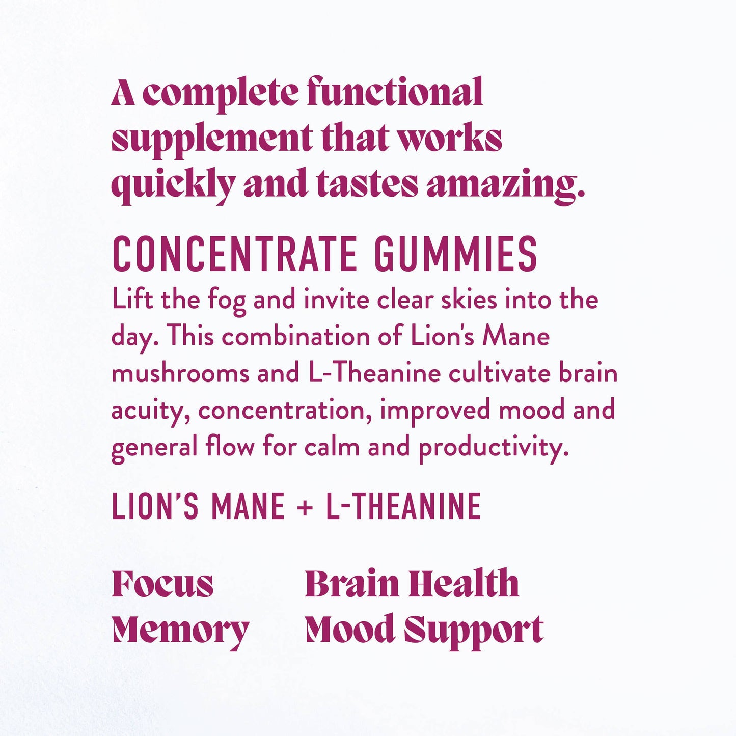 Concentrate Mushroom Gummies (5) / Vegan Supplement / Focus